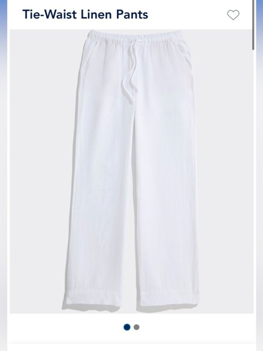 Vineyard Vines White Linen Tie-Waist Wide Leg Pants Medium Coastal Beach NWOT